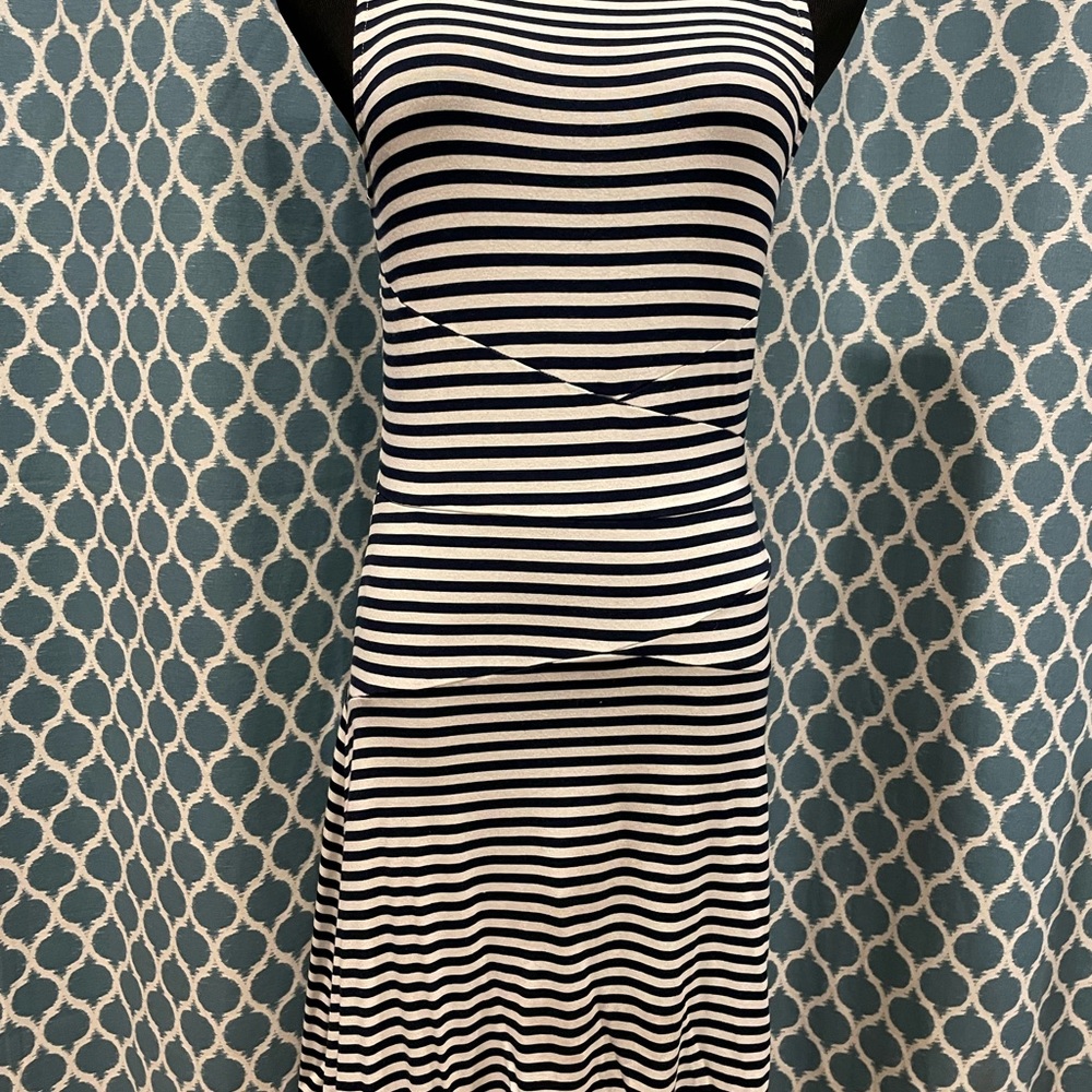 Market & Spruce navy and white stretch tank dress, medium. - Picture 5 of 6